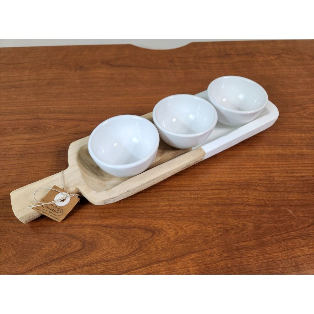 2020 Mudpie Set Of 3 Dipping Cups And Cutting Board 15.5" X 4.25" NWT